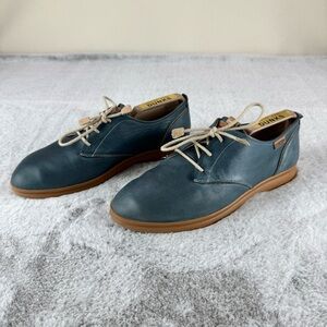 Pikolinos gandia shoes woman’s size 10/40 blue flat soft leather arch support